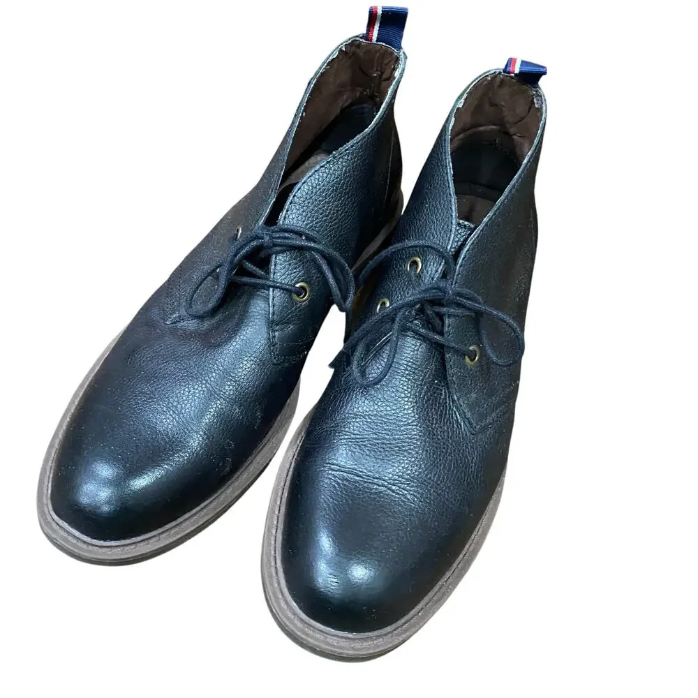 Tommy Hilfiger Chukka Boots Men’s Shoe Size 9 Black Leather Lace Up Ankle Boots